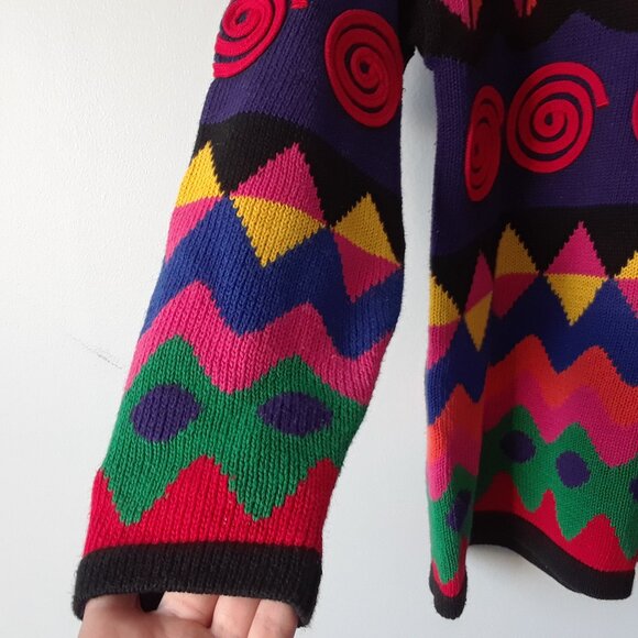 Vintage 90s Cotton Abstract Design Sweater - Picture 5 of 9